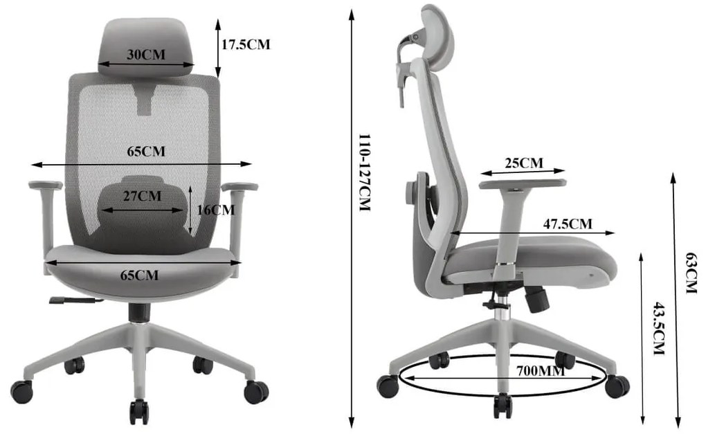 Liftor Space ergonomická kancelárska stolička, sivá