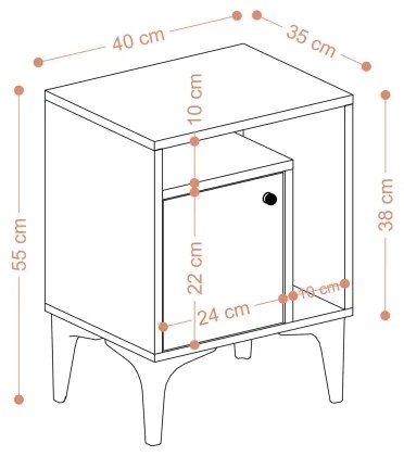 Nočný stolík NUNO 55x40 cm dub safírový