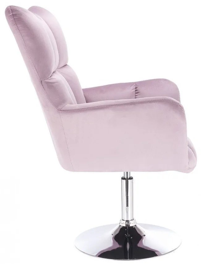 LuxuryForm DESIGN Otočné kreslo AURORA VELUR na striebornom tanieri - levanduľa
