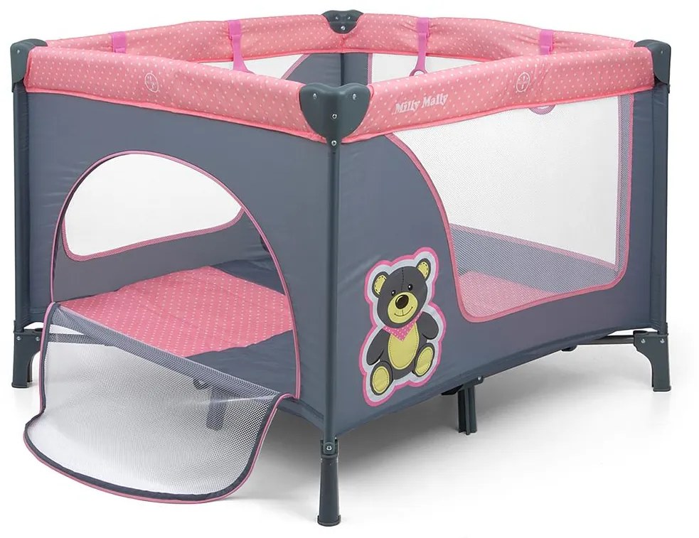 Detská skladacia ohrádka Milly Mally Fun Pink Bear