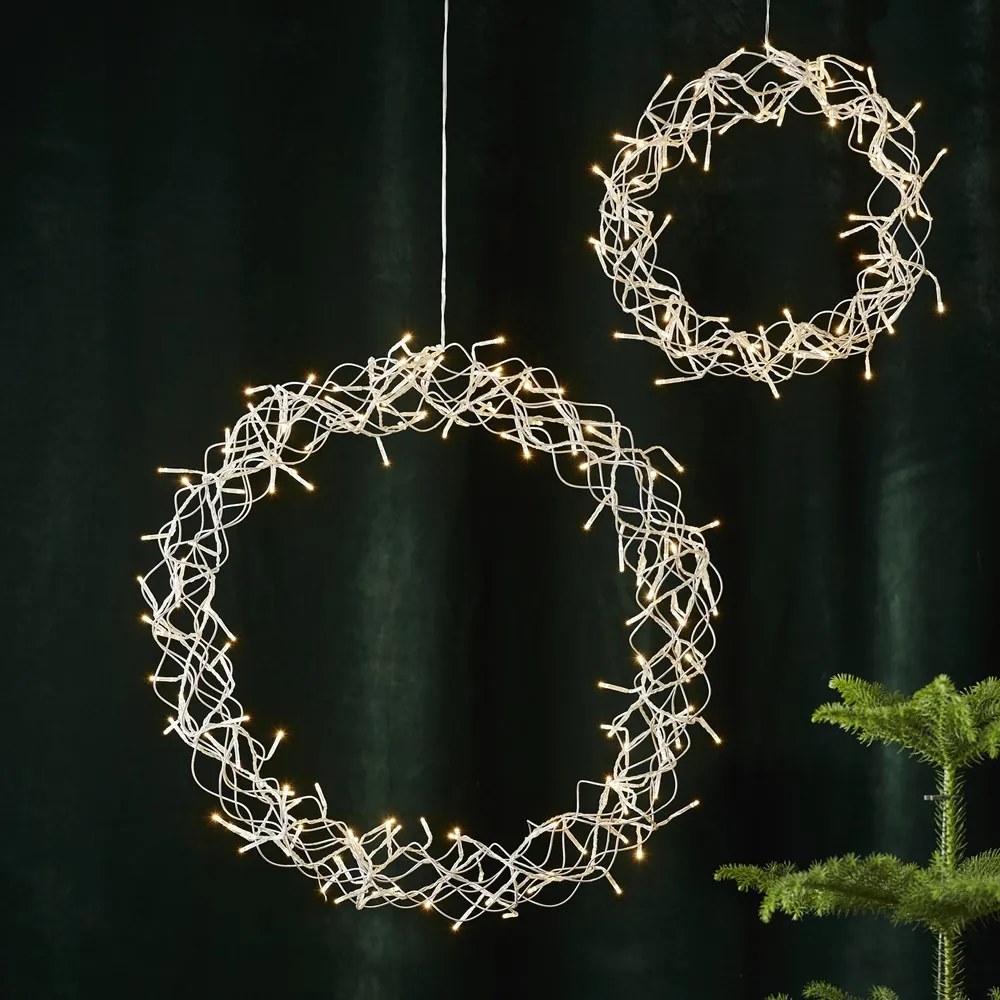 Star trading Závesný svietiaci veniec CURLY 120x LED P.50 cm strieborný