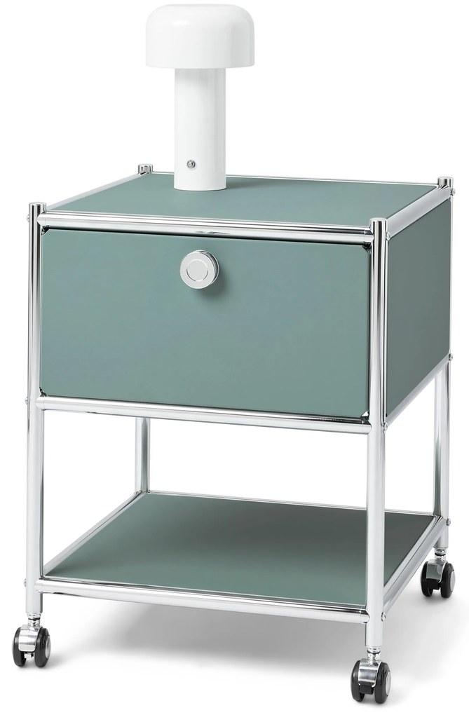 Kovový odkladací stolík »CN3« s 1 zásuvkou, šalviový