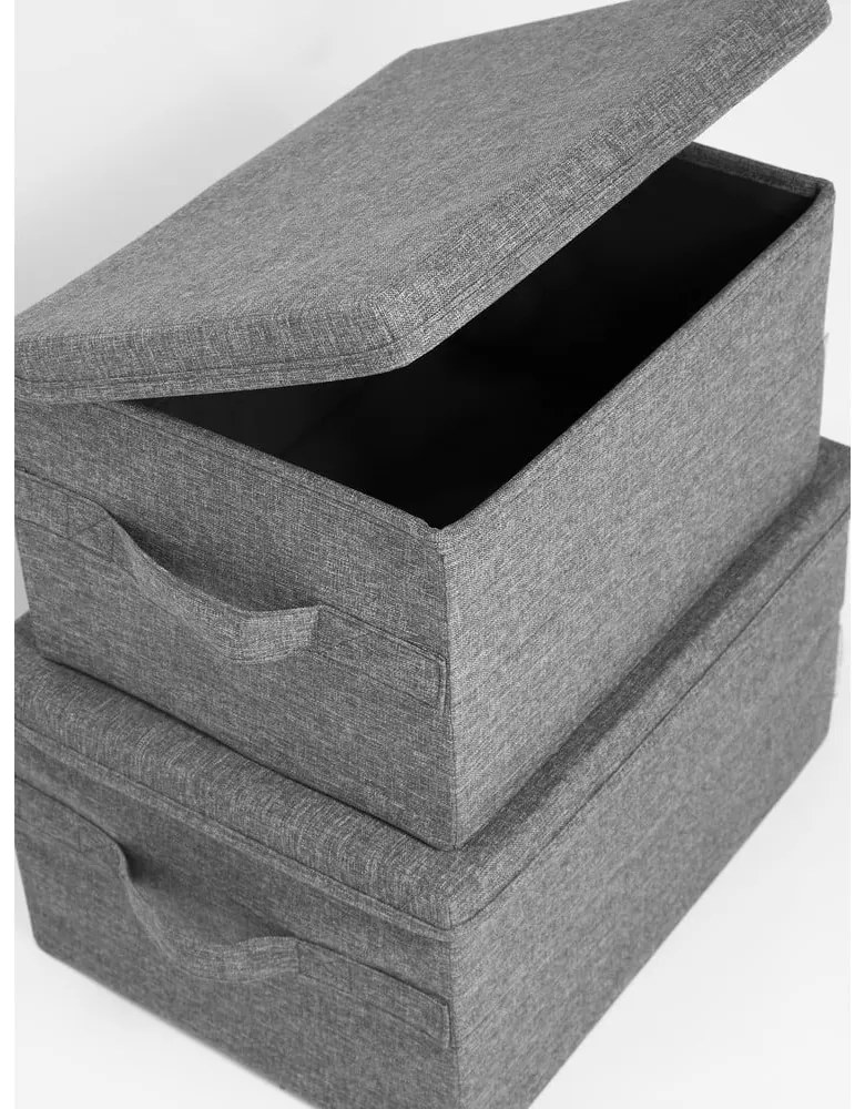Sivý látkový úložný box s vekom 45x34x25 cm Soft Storage – Bigso