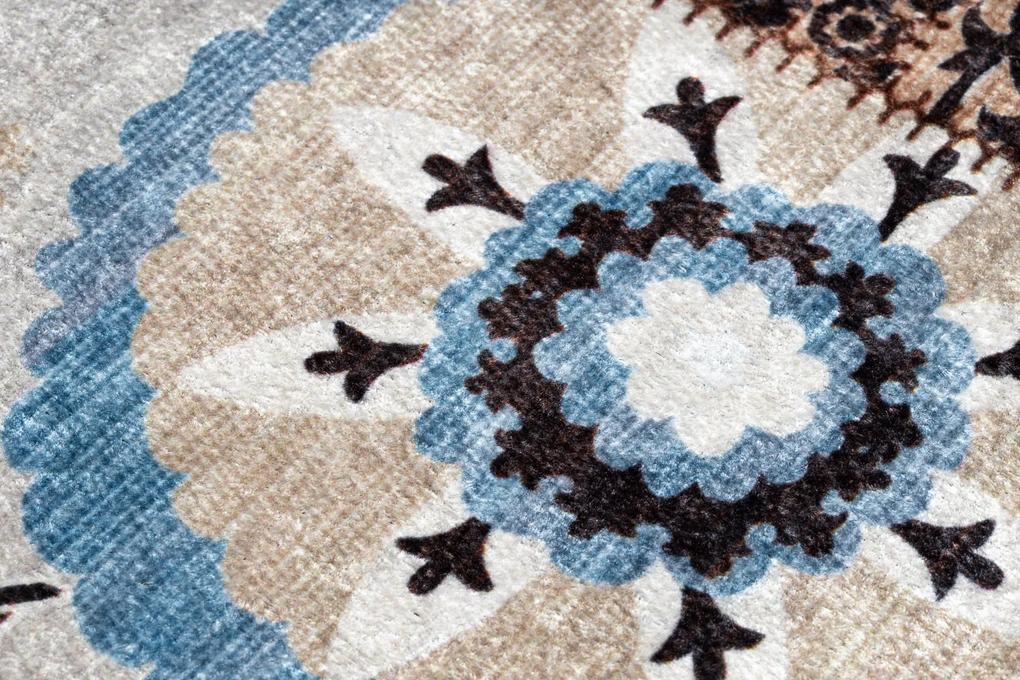 Prateľný koberec MIRO 51913.802 Patchwork protišmykový - modro / béžový