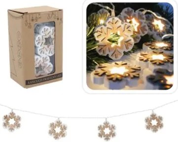 Bestent Svetielka na baterky drevené 10LED 1,65m teplá biela Snowflake