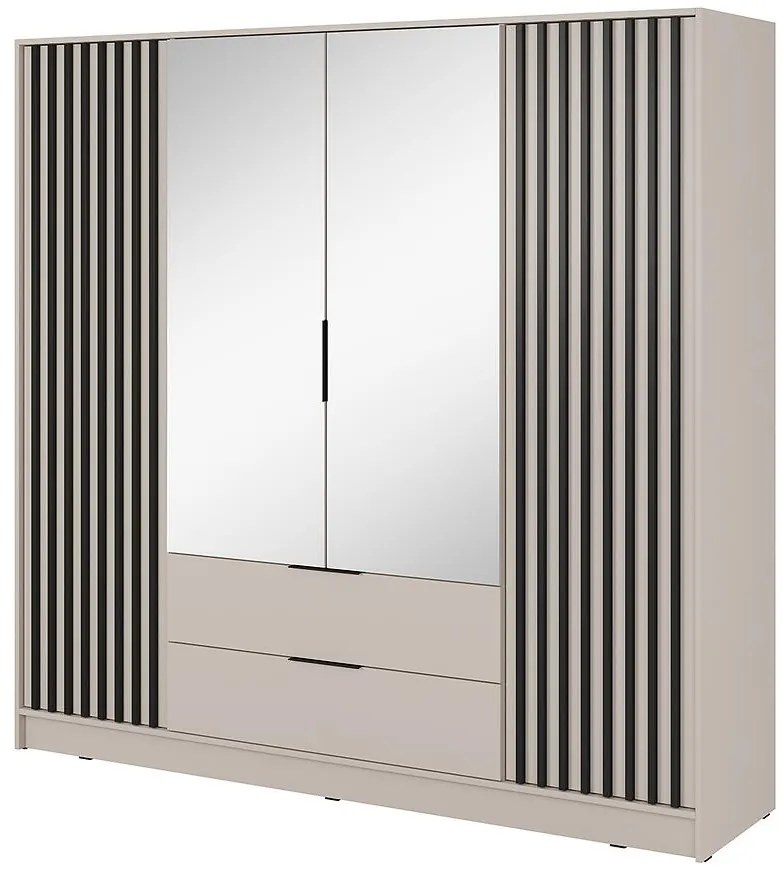 Skriňa Nelly 4d zrkadlo Kašmír/čierny pop