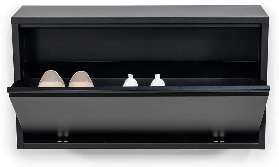 Čierna kovová výklopná/závesná skrinka na topánky 75x41x22 cm Billy – Spinder Design