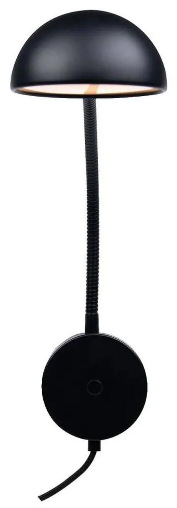 NORDLUX Nástenné kovové svietidlo s vypínačom NOMI, 1xE14, 8W, čierne