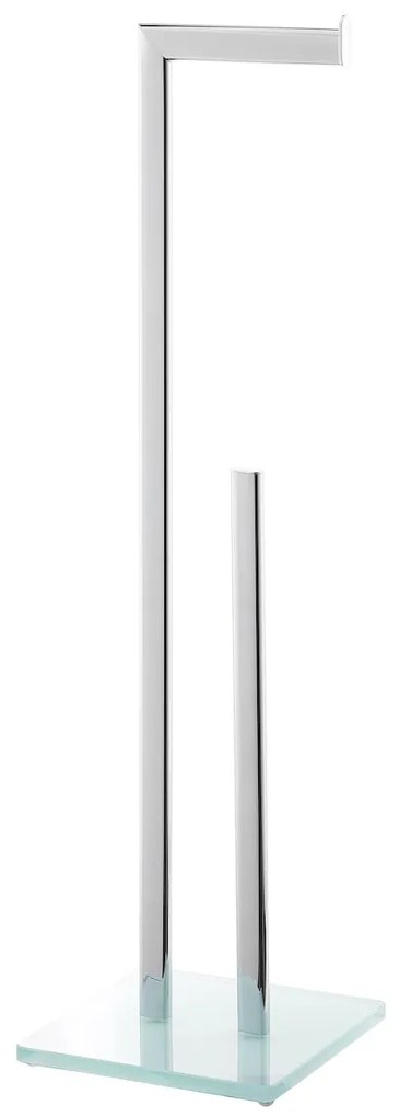 Držiak toaletného papiera Optima Glass so zásobníkom chróm / biela GLASZASDRZPAPB