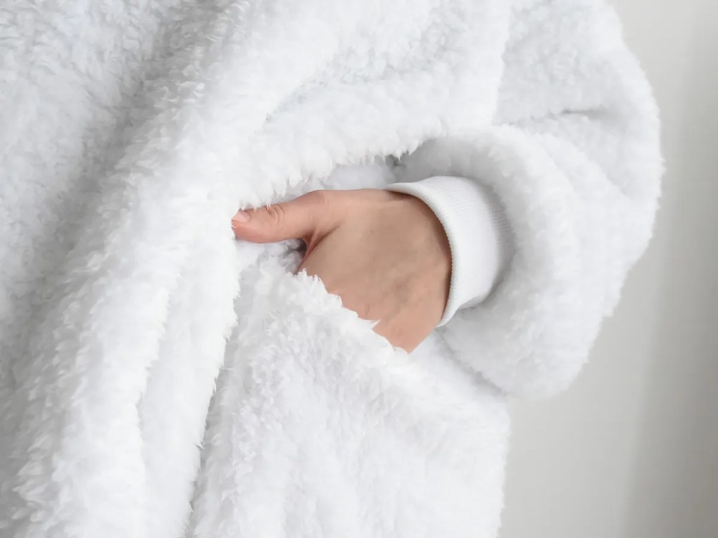 XPOSE® Barančeková mikinová deka - biela