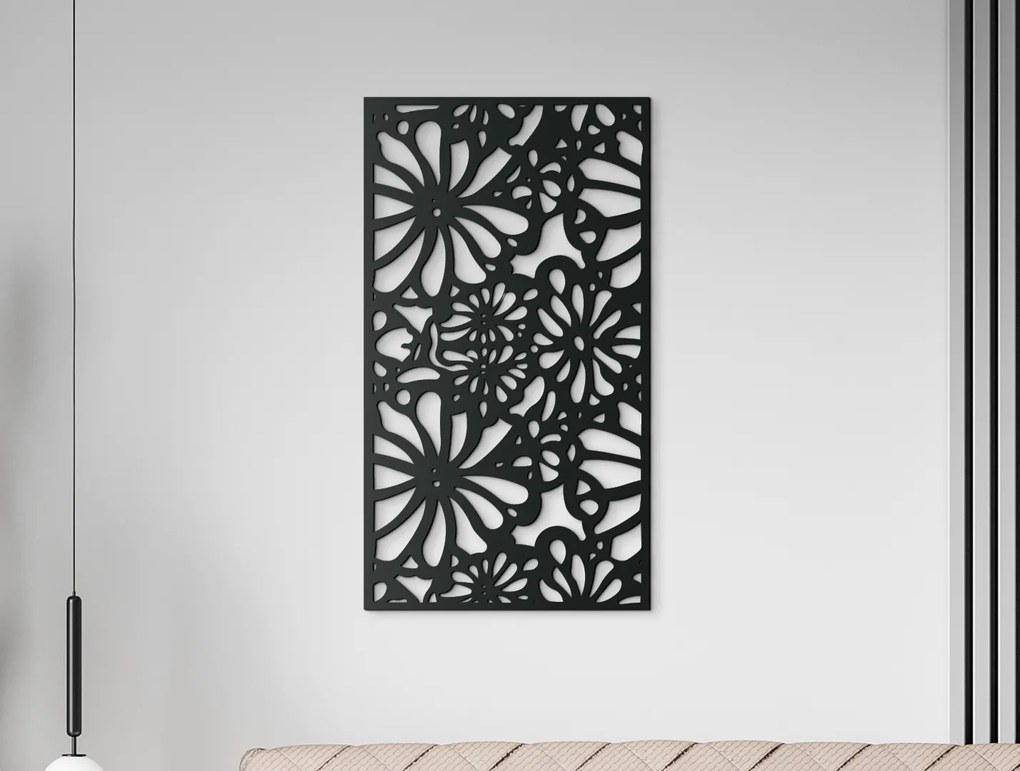 drevko Drevený obraz na stenu Kvety v záhrade Rozmer obrazu: 44,5 x 24,5 cm, Farba dekorácie: Čierna