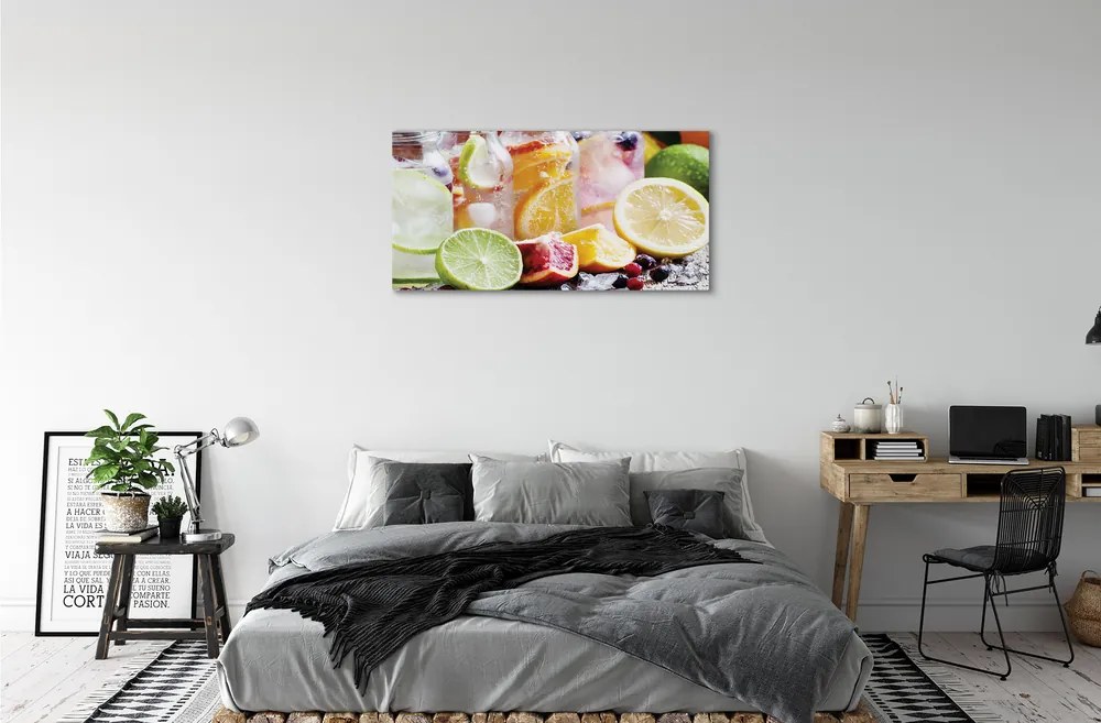 Obraz canvas Poháre ovocný kokteil ľadu 125x50 cm