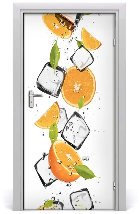 Fototapeta na dvere samolepiace pomaranča a ľad 85x205 cm