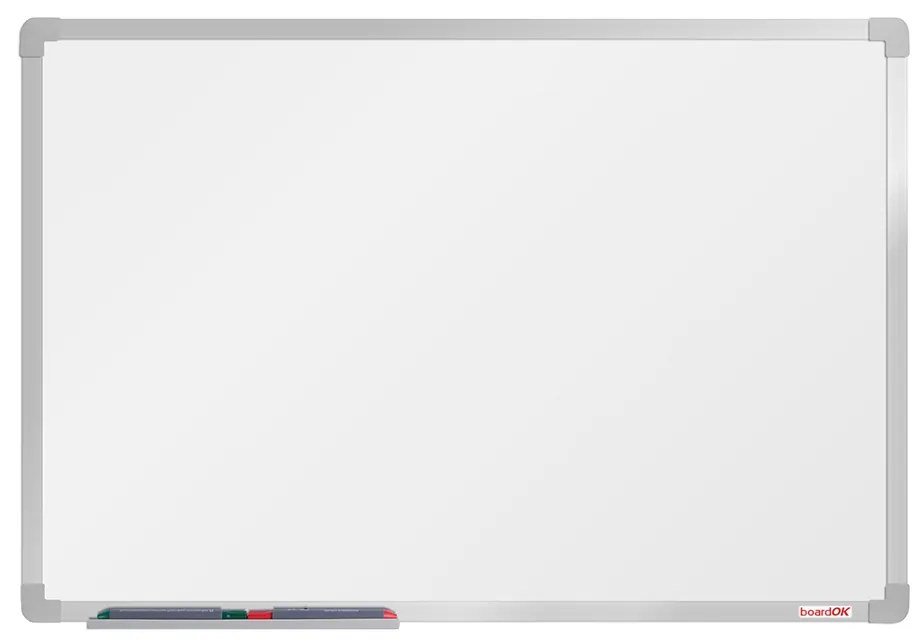Biela magnetická popisovacia tabuľa boardOK, 600 x 900 mm, modrý rám