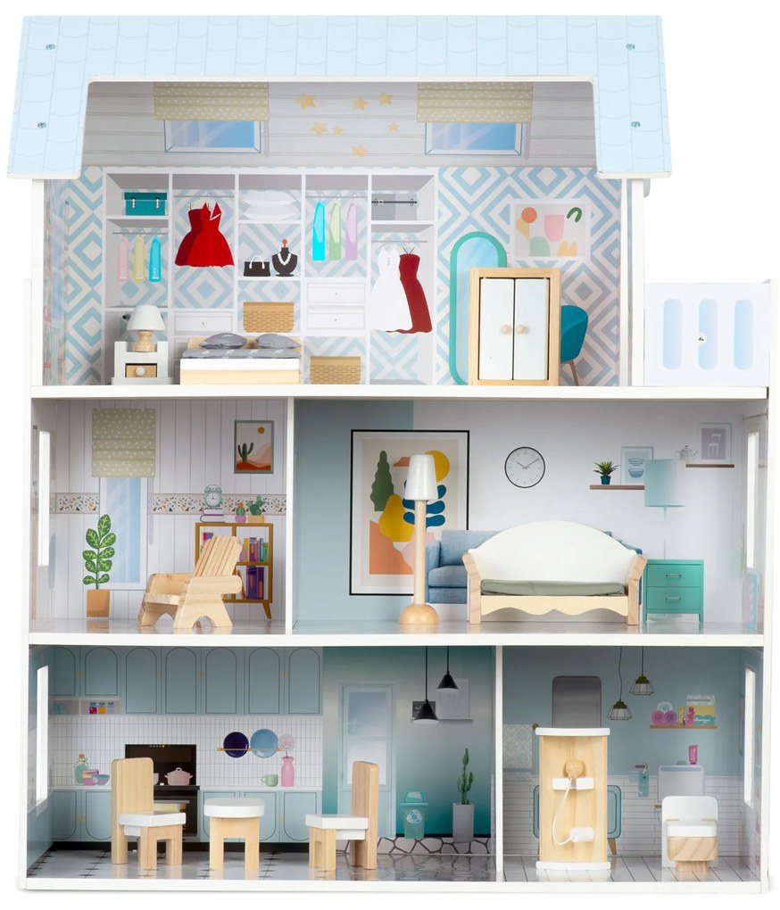 Veľký drevený domček pre bábiky 3-poschodový Ricokids RK-878 787801