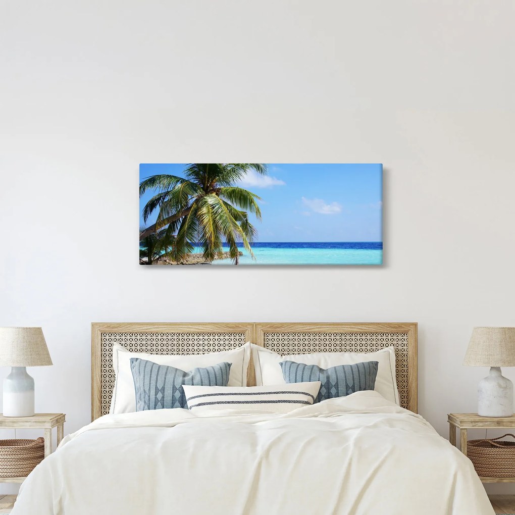 Obraz palmy na pláži (120x50 cm)