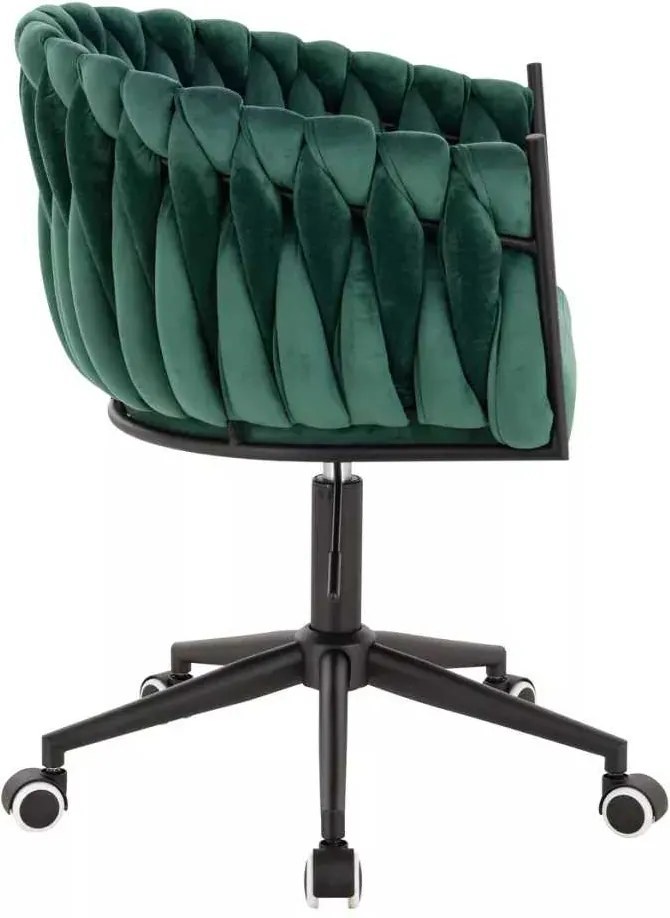 LuxuryForm DESIGN Stolička NORDEN VELUR na čiernej podstave s kolieskami - zelená