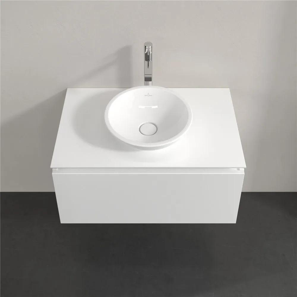 VILLEROY &amp; BOCH Legato závesná skrinka pod umývadlo na dosku (umývadlo v strede), 1 zásuvka, 800 x 500 x 380 mm, Glossy White, B56900DH