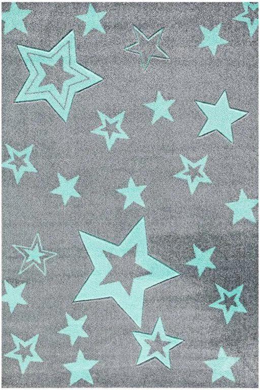 MAXMAX Detský koberec STARLIGHT sivá/mint 130x190 cm šedá