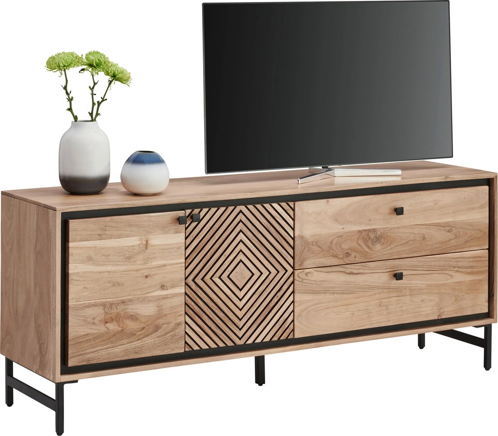 XXXLutz NÍZKA KOMODA, akácia, čierna, farba akácie, 160/65/40 cm Ambia Home - Komody - 001630014904
