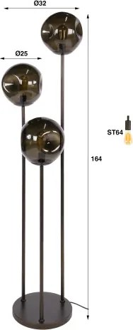 Stojaca lampa 74-50A Stellar 3L Brown Glass - Komfort-nábytok