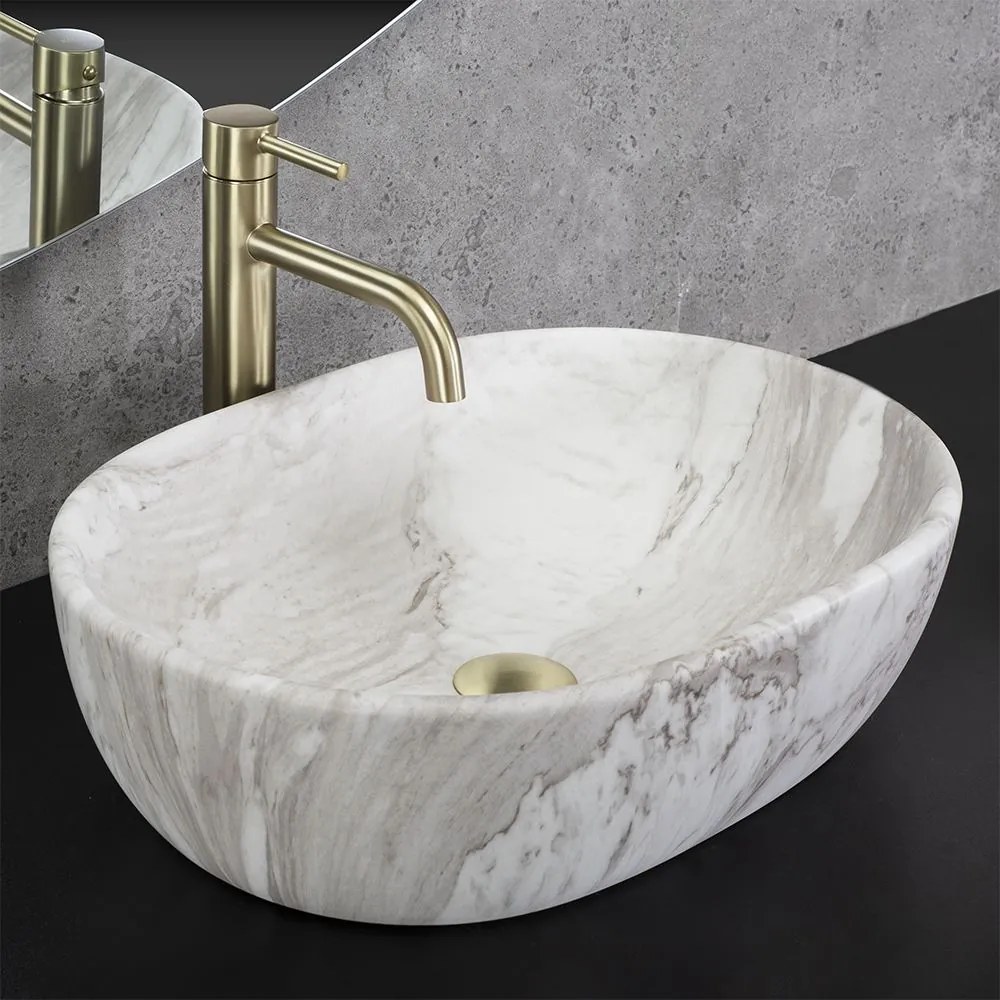 Rea Amelia, umývadlo na dosku 480x345x135 mm, imitácia kameňa, REA-U8489