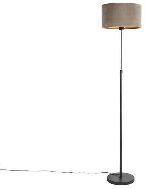 Stojaca lampa čierna s tienidlom z taupe zamatu so zlatom 35 cm - Parte
