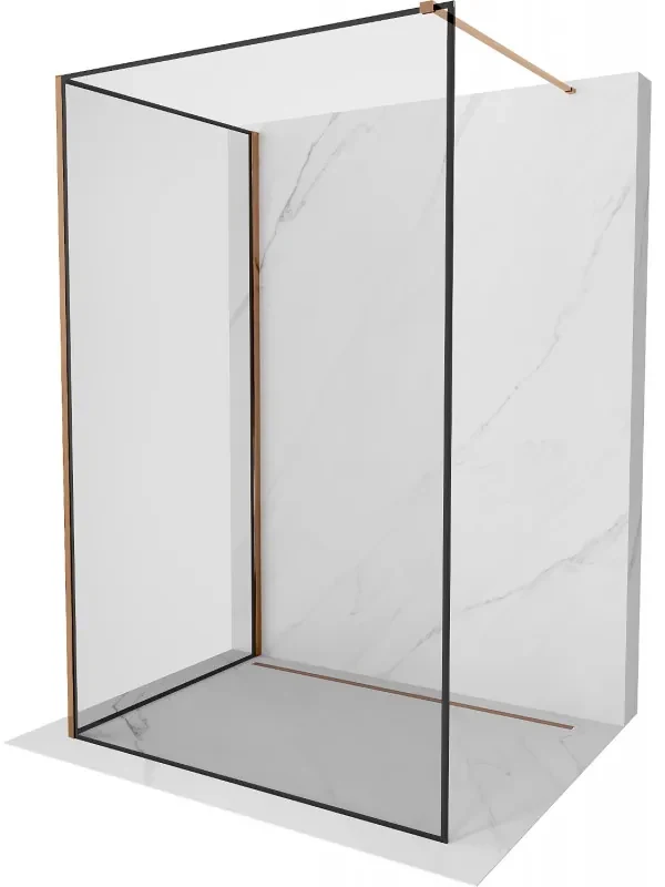 Mexen Kioto sprchová stena Walk-in 140 x 100 cm, čierny vzor, ružové zlato - 800-140-212-60-70-100