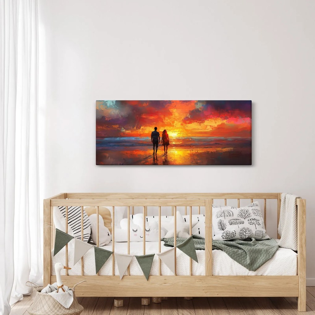 Obraz - Prechádzka na pláži (120x50 cm)