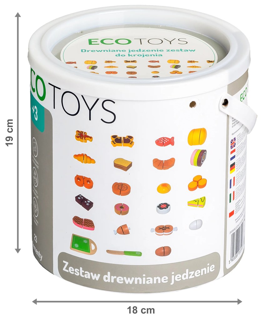 Drevené jedlo na krájanie 23 ks – set ECOTOYS