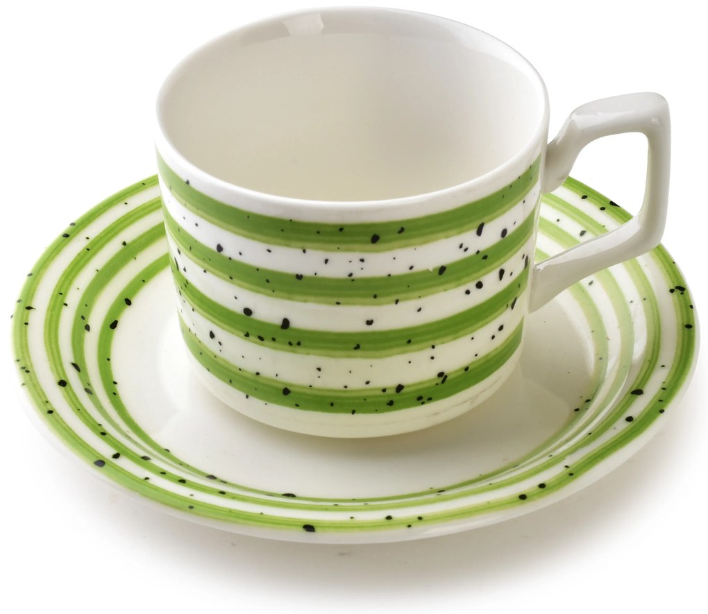 Porcelánová šálka s podšálkou Joy Green 210 ml sada 6ks