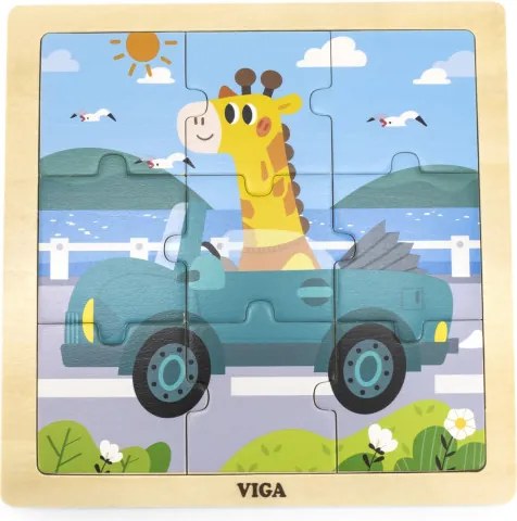 Puzzle na podstavci Viga 44629 9 dielikov - auto
