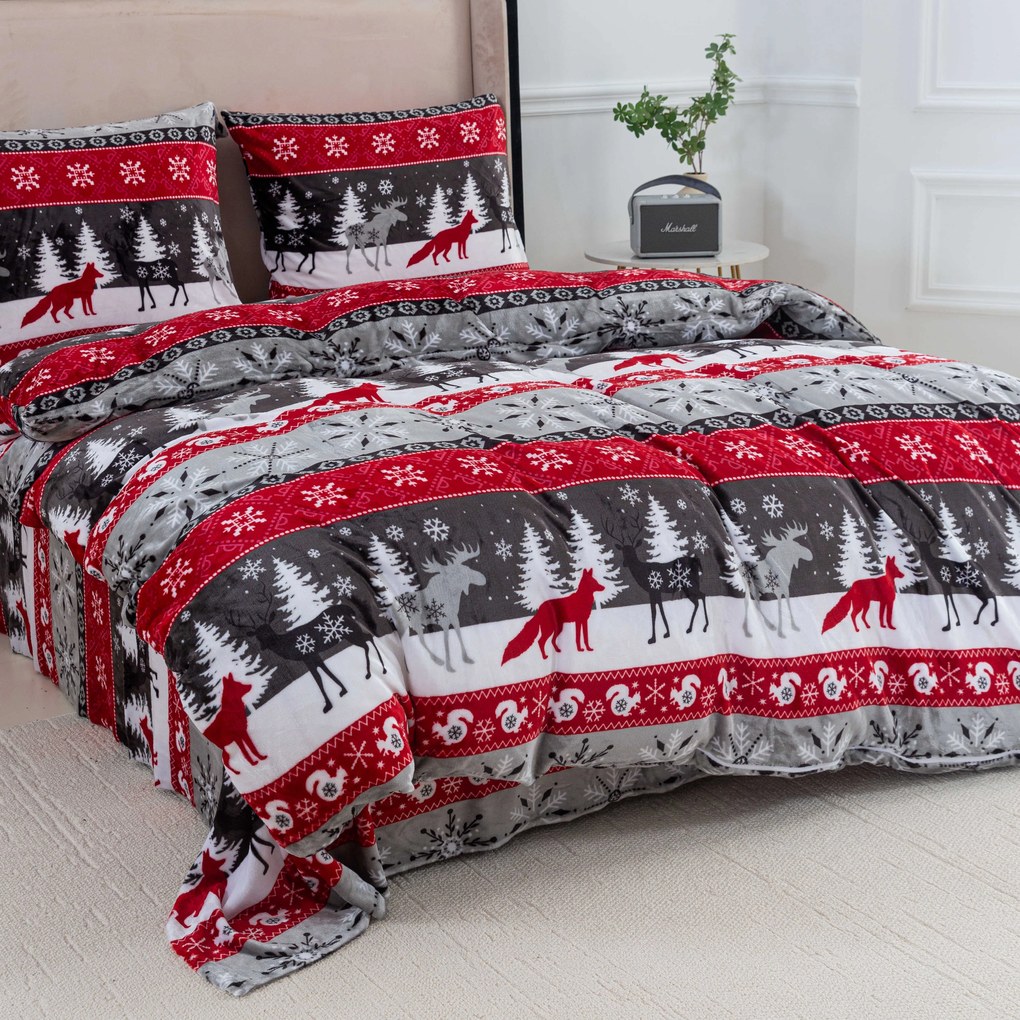 Mikroplyšové obliečky SNOWY FOREST sivé Rozmer obliečky: 2 ks 70 x 90 cm | 200 x 220 cm