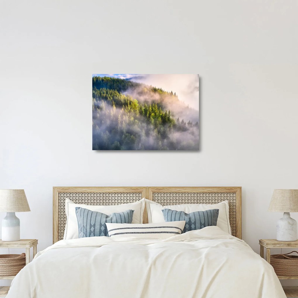Sklenený obraz horskej krajiny (70x50 cm)