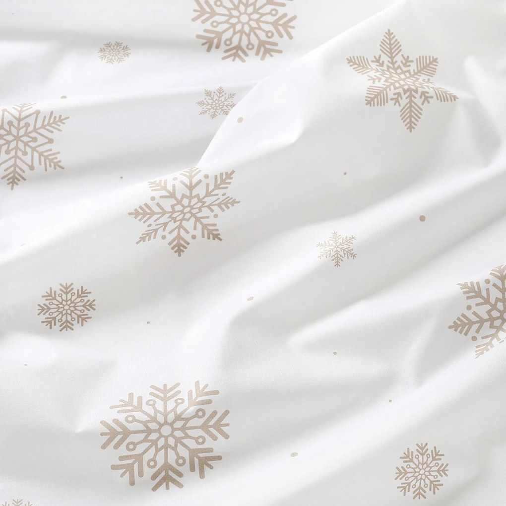 Goldea oválny obrus 100% bavlnené plátno - snehové vločky na bielej 140 x 240 cm