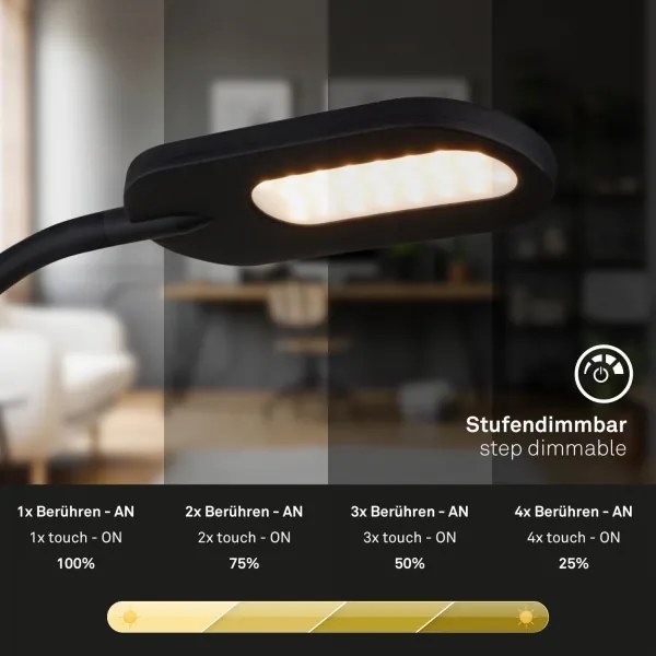 Briloner 2177015 - LED Stmievateľná flexibilná nástenná lampa LED/6W/230V čierna
