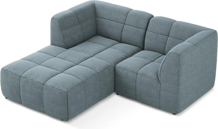 Modrá rohová pohovka z textílie buklé (ľavý roh/s leňoškou) Aloha – Makamii