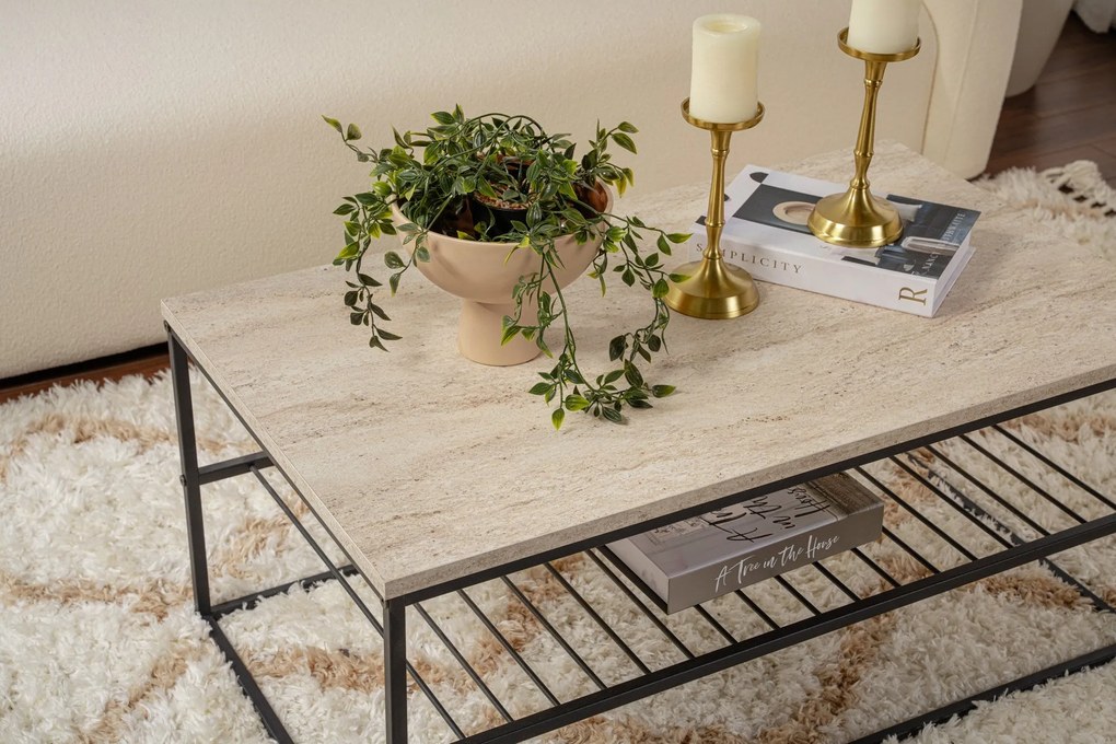 Konferenčný stôl Asude - Black, Travertine