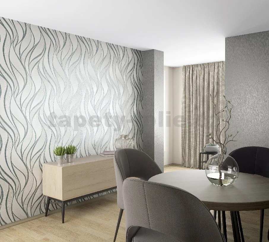 Vliesové tapety na stenu Hailey 82234, rozmer 10,05 m x 0,53 m, vlnovky strieborno-hnedé, NOVAMUR 6794-40