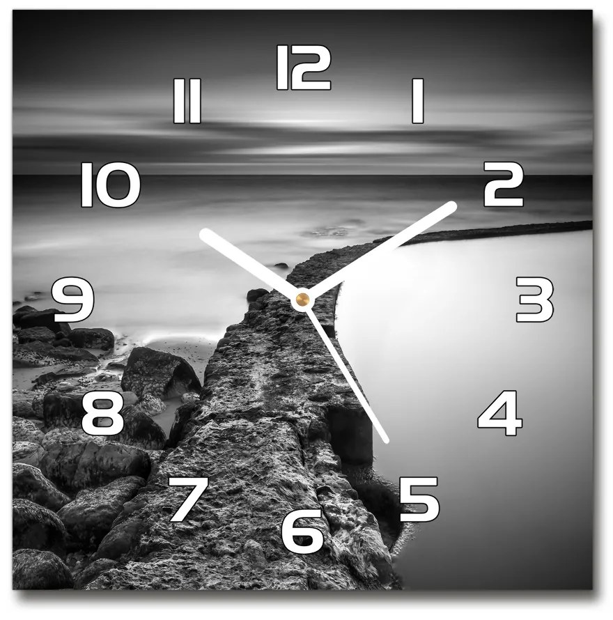 Sklenené hodiny štvorec Kamenná pláž pl_zsk_30x30_f_86464123