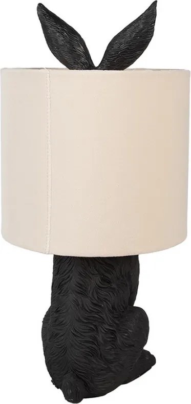 Čierna stolná lampa králik s bielym tienidlom Rabbi - Ø 20*43 cm