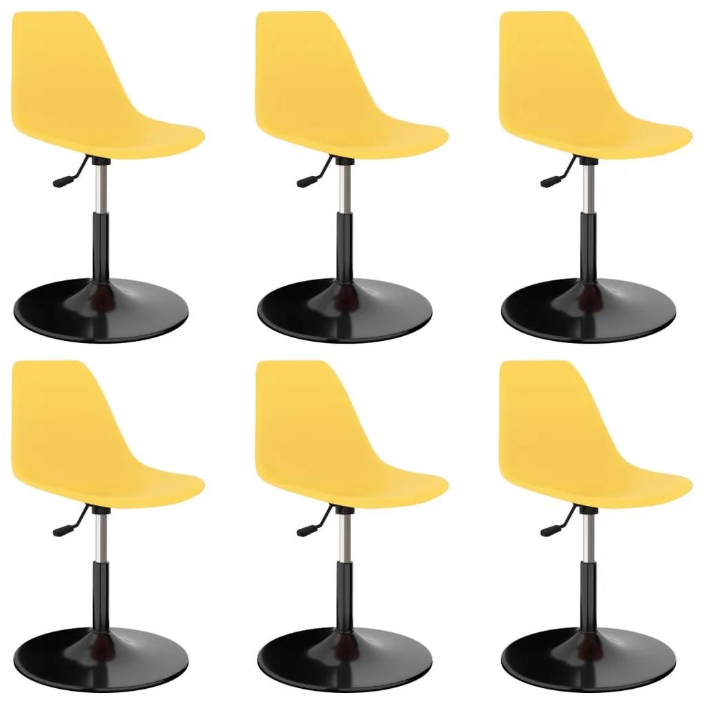 vidaXL Otočné jedálenské stoličky 6 ks, žlté, PP