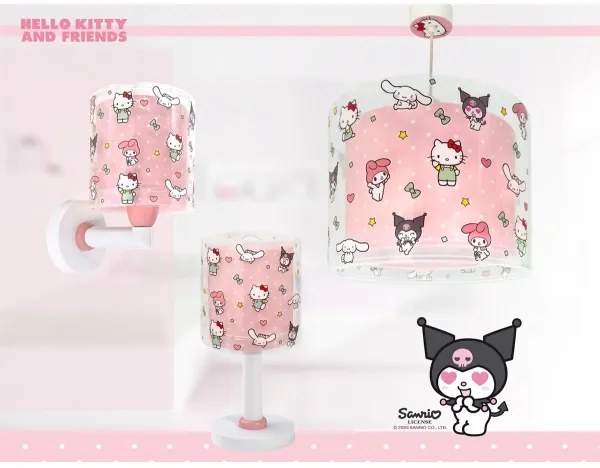 Dalber 41259 - Detská nástenná lampa HELLO KITTY&FRIENDS 1xE27/15W/230V ružová