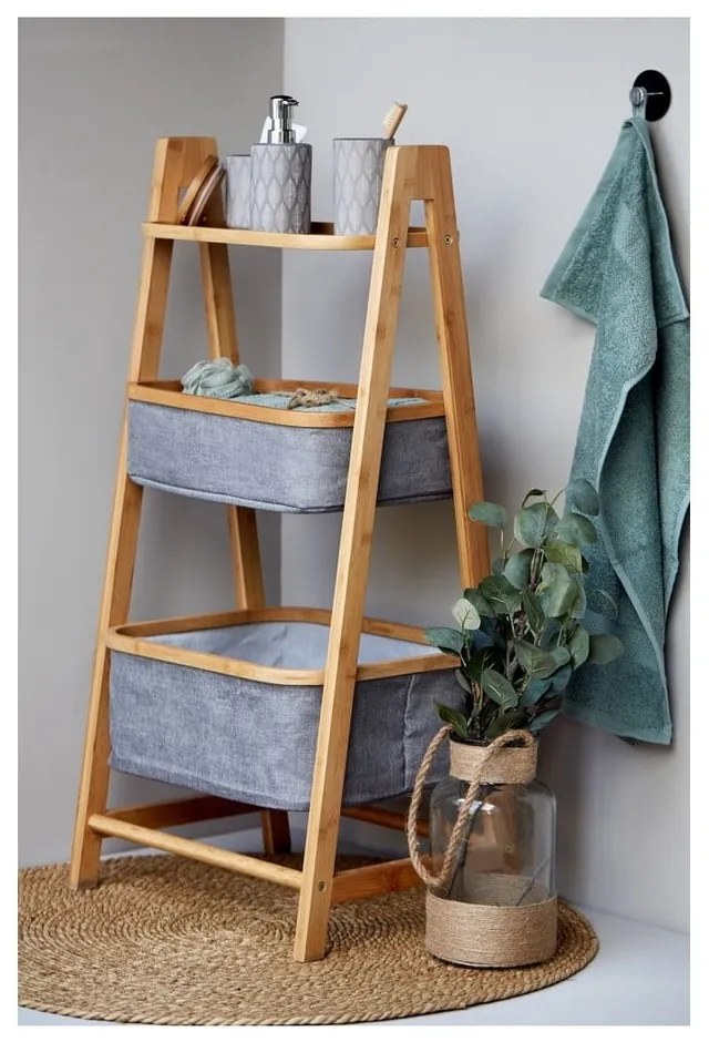 Sivo-hnedý bambusový kúpeľňový regál 44x91 cm Bahari - Wenko