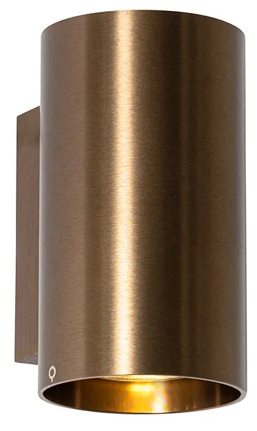 Moderná nástenná lampa tmavo bronzová okrúhla 2-svetlá - Sandy