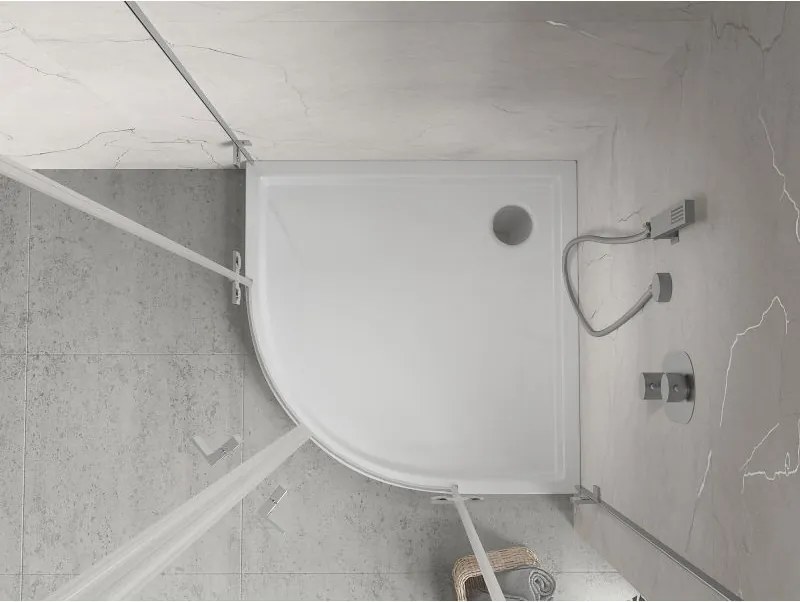 Mexen Flow+ štvrťkruhová sprchová vanička 80 x 80 cm, biela lesklá, 46Q108080H