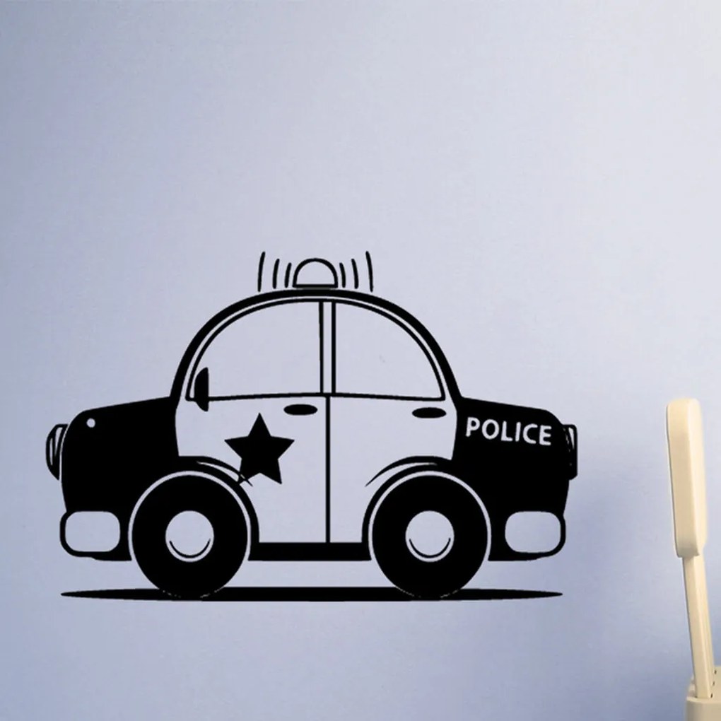 Veselá Stena Samolepka Autíčko policajné Farba: růžová, Veľkosť: 40 x 25 cm