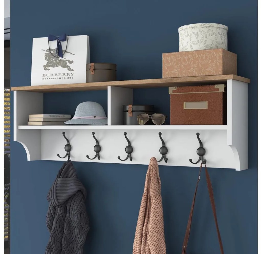 Nástenný vešiak RANI 120x37,2 cm biela/béžová