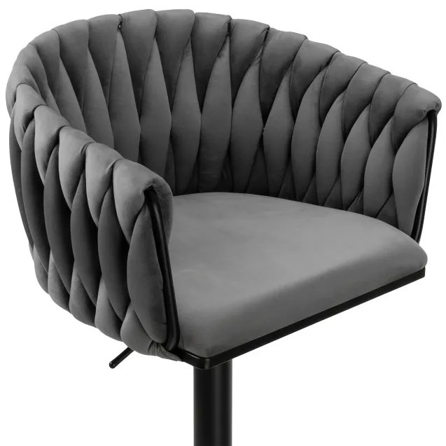 Barová stolička COFTON zamatová, grafitová / čierna