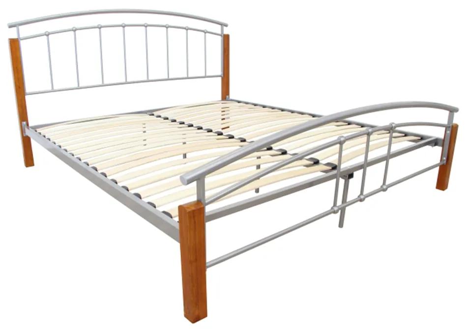 Kondela Manželská posteľ, drevo jelša/strieborný kov, 180x200, MIRELA